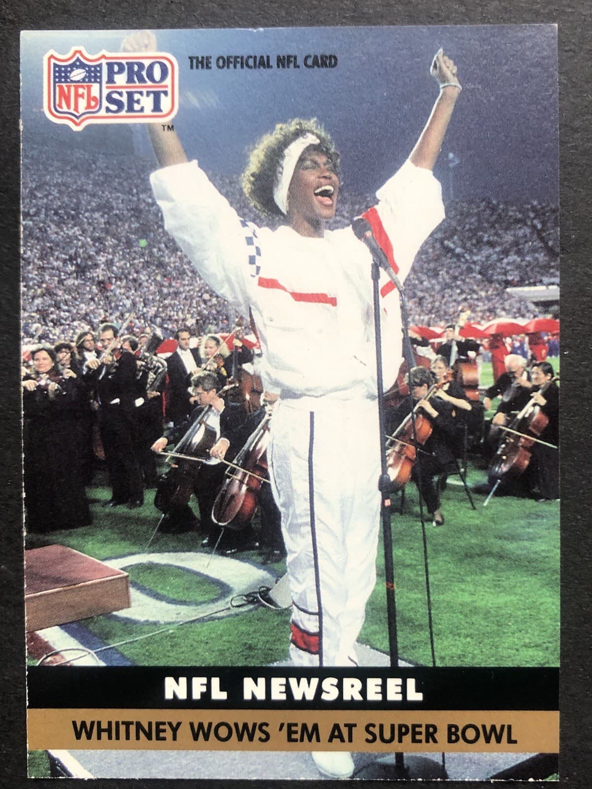 Listing photo for Whitney Houston 1991 Pro Set Football Card #350 SB 25 XXV National Anthem NFL