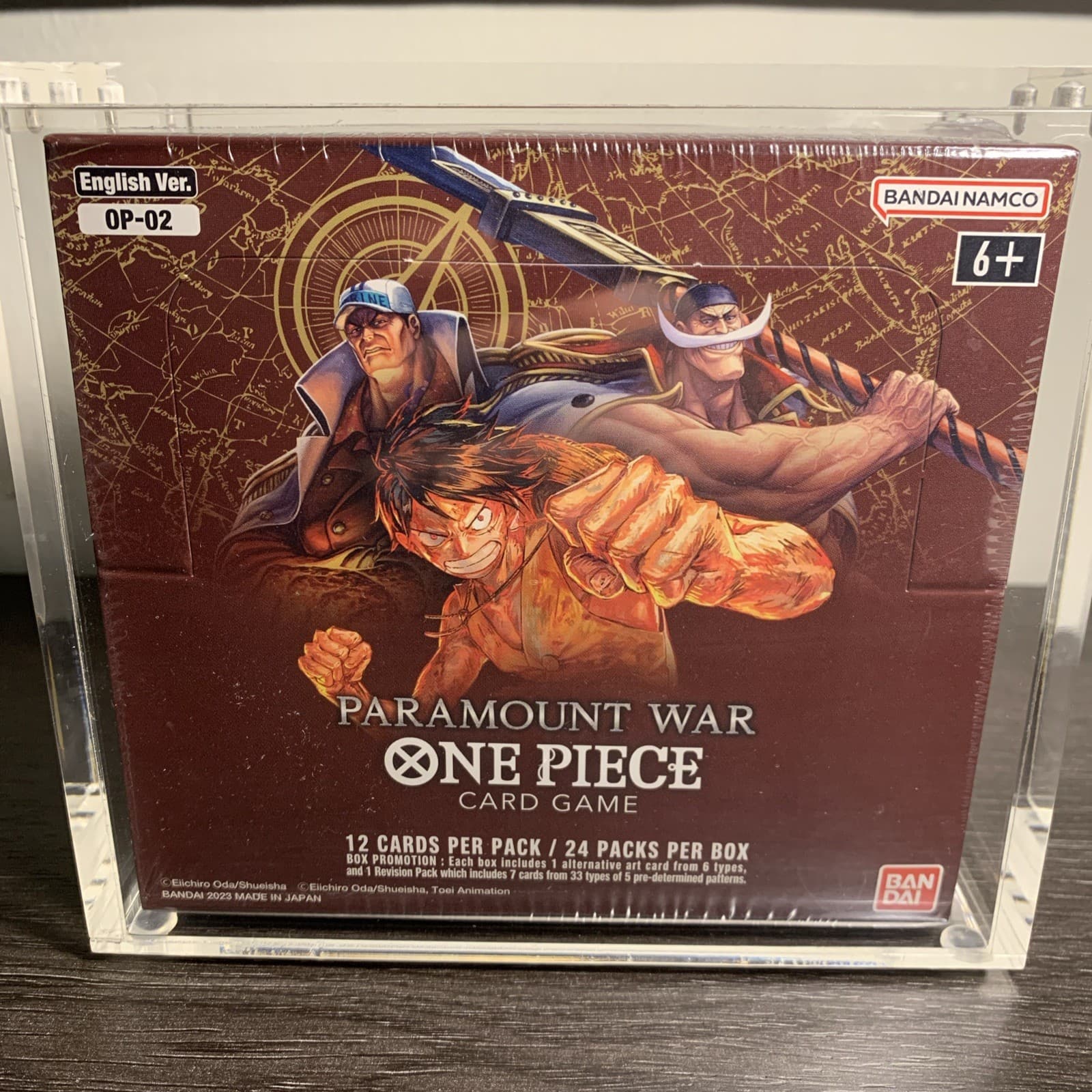Listing photo for OP-02 Paramount War One Piece English Card Game Booster Box Sealed with Acrylic